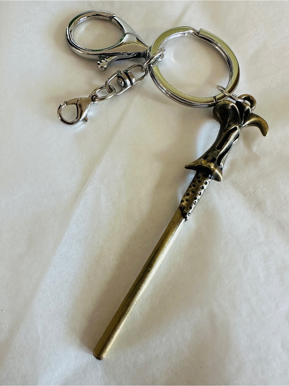 Voldemort’s Wand, Keychain Charm - Antique Gold & Silver Tone Harry Potter